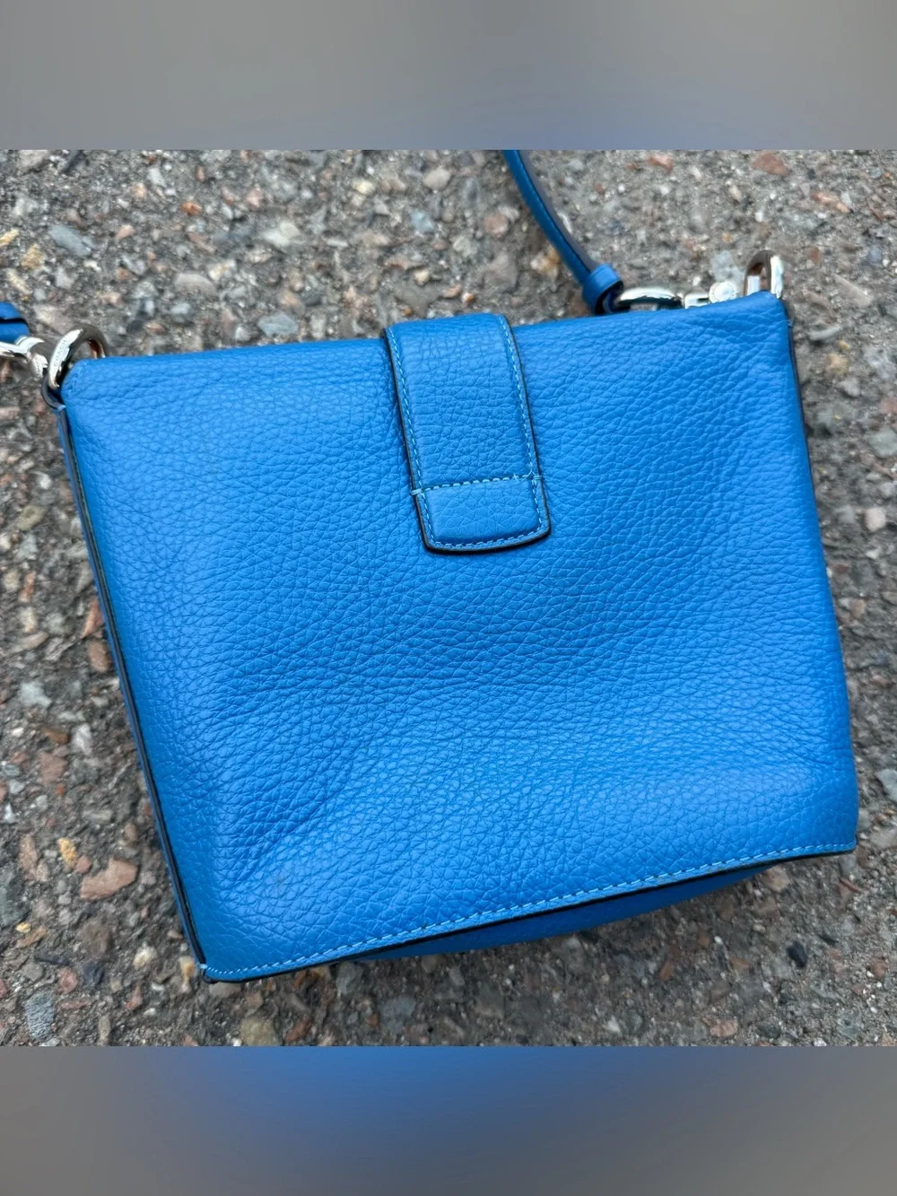 Coach Addie Pebble Leather Crossbody Bag Pure Adjustable Strap Silver Vivid Blue